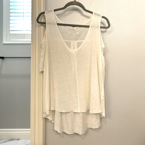 Free People Womens Bittersweet Linen Blend Cold Shoulder Casual Top - Picture 4 of 7